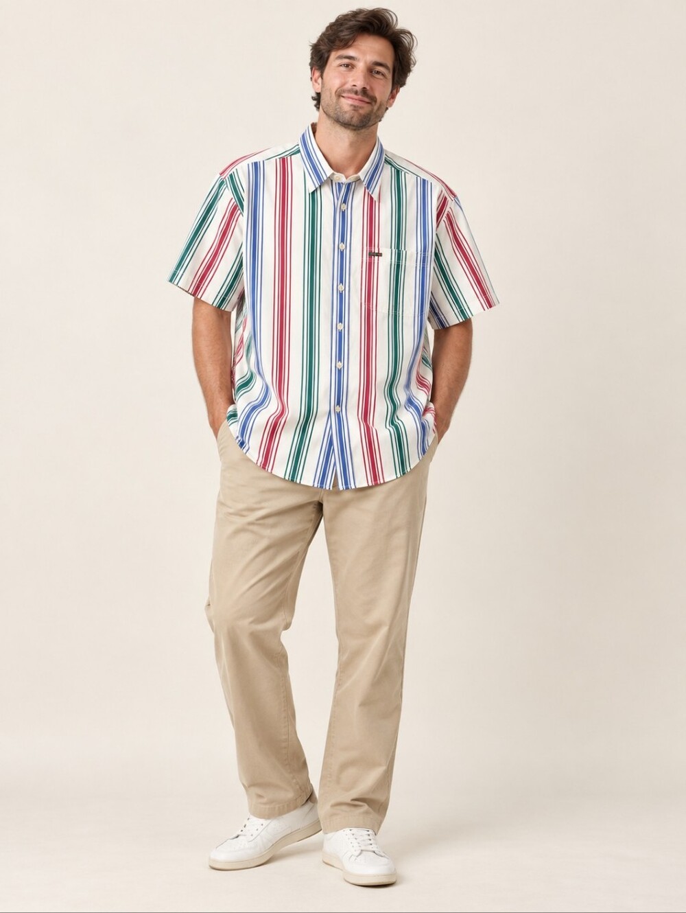 Vintage Colours Alexander Julian Striped Cotton Shirt Men’s XL